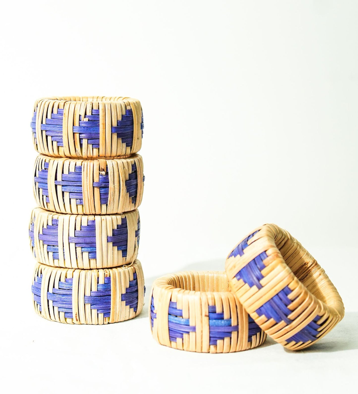 Rattan Indigo Napkin Rings