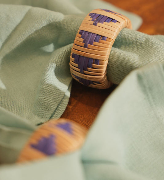 Rattan Indigo Napkin Rings