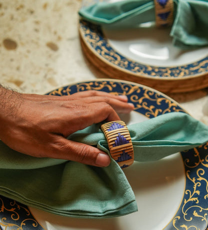 Rattan Indigo Napkin Rings